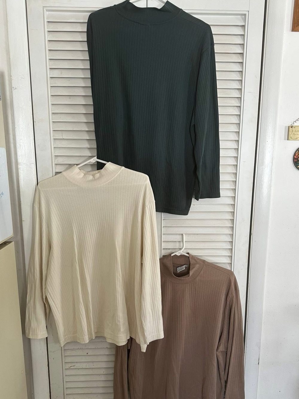 Bobbie Brooks Turtleneck Sweaters in Cream, Brown & Dark Green
